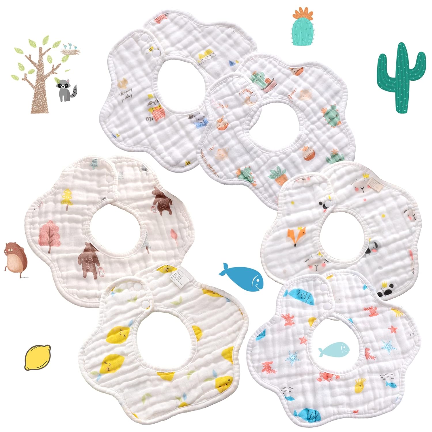 MERLINAE Muslin Bibs, Baby Bandana Drool Bibs 360 Bibs for Boys Girls Newborn Infant for Drooling and Teething,100% Organic Cotton and Super Absorbent Hypoallergenic Pullover Baby Bibs - Image 3